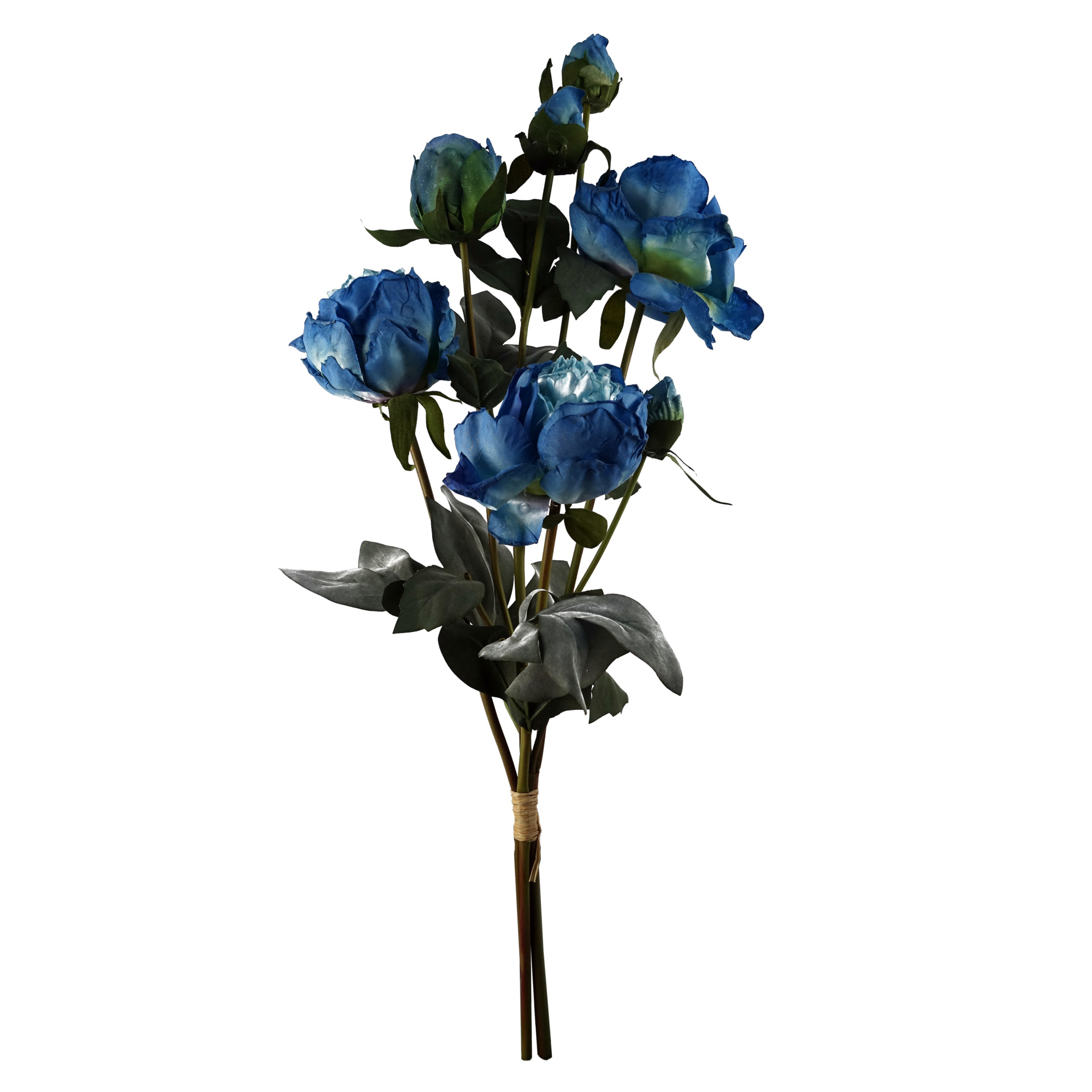 55cm Blue Peony Artificial Flowers Spray 4 Flowers 3 Buds Leaf