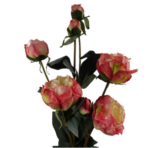 55cm Pink Peony Artificial Flowers Spray - 4 Flowers 3 Buds