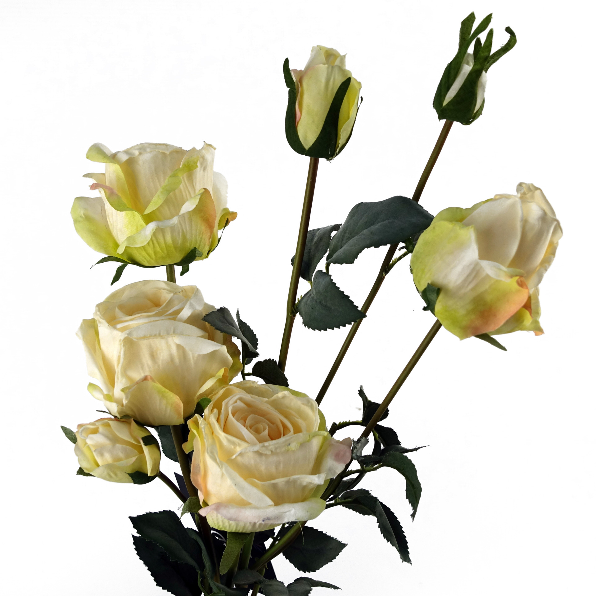 60cm Cream Rose Artificial Flowers Spray 4 Flowers 3 Buds Leaf