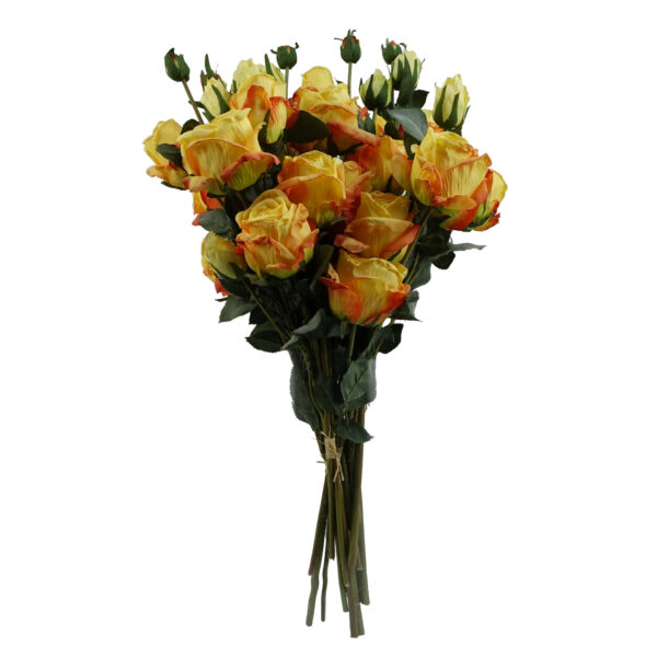 6 x 60cm Yellow Rose Artificial Flower Sprays 24 Flowers 18 Buds