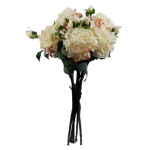 6 x 60cm Peony Artificial Flower Cream - 6 flowers 18 buds
