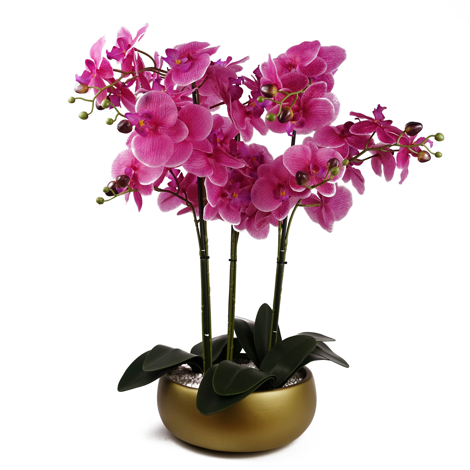 60cm Orchid Artificial Pink Gold Ceramic Planter Leaf Artificial