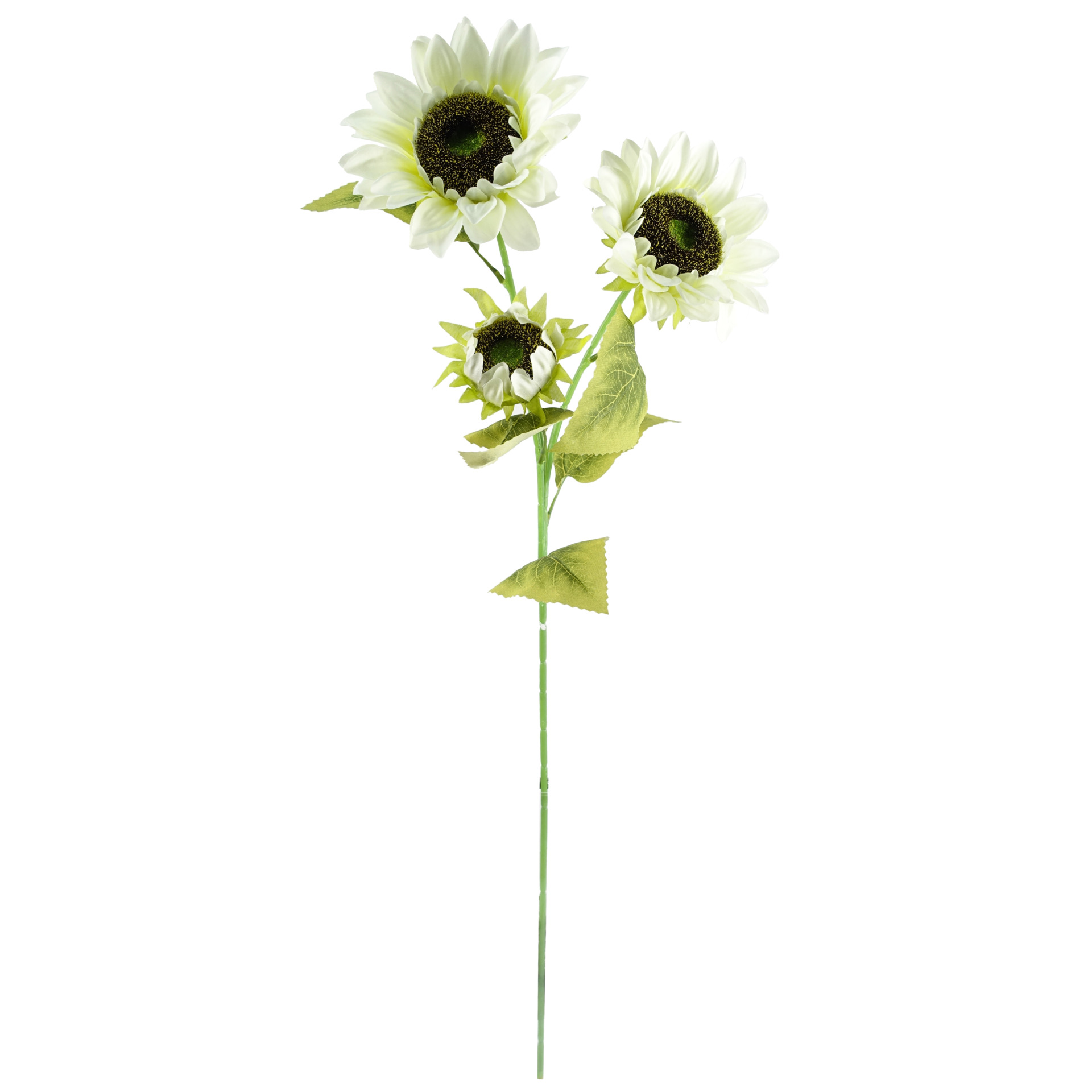 100cm White Artificial Sunflower Arrangement Glass Vase Leaf