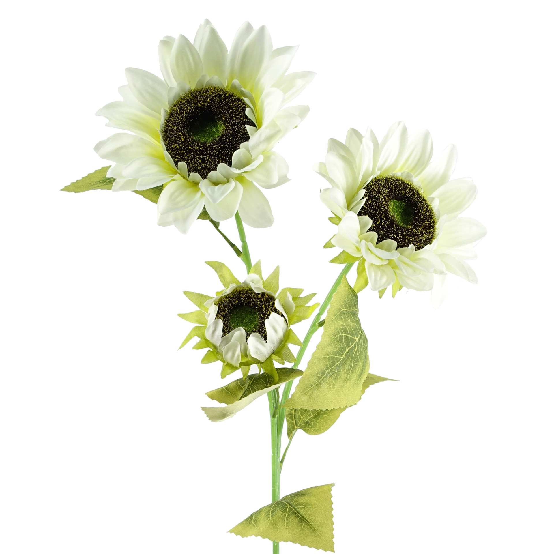 88cm White Artificial Sunflower 3 heads Leaf Artificial Plants & Trees