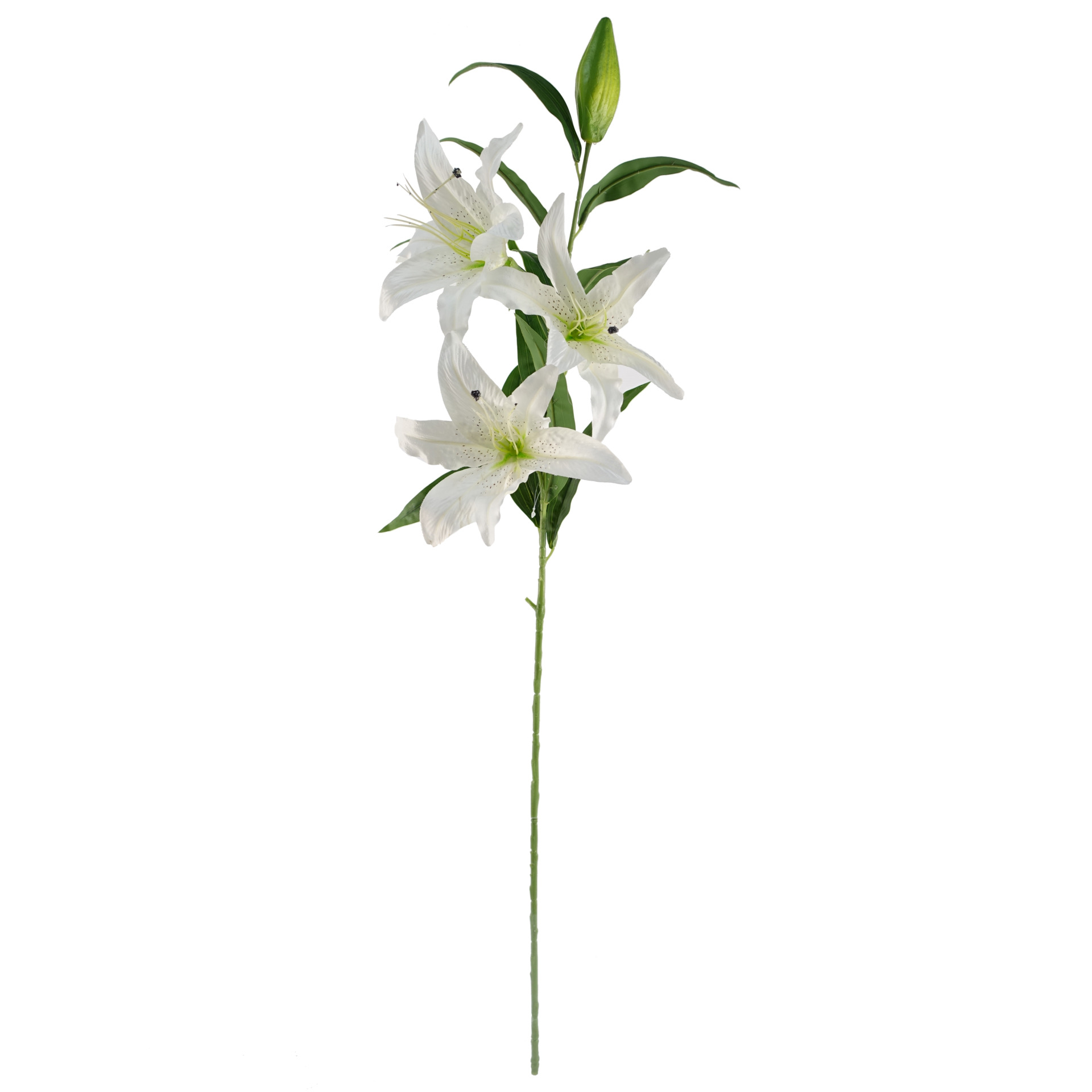 100cm Large White Lily Stem 3 Flowers Leaf Artificial Plants & Trees