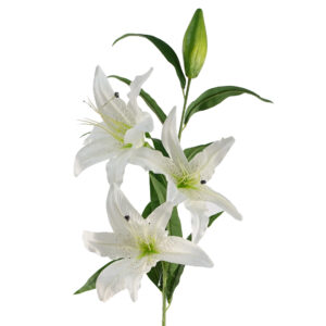 100cm Large White Lily Stem - 3 Flowers