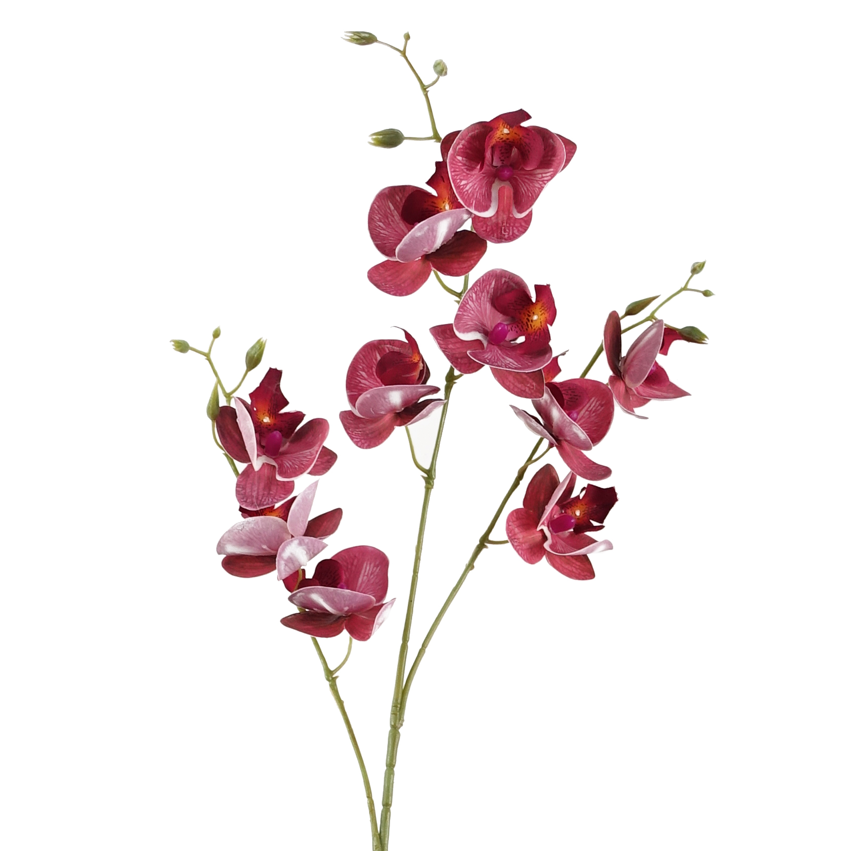 80cm Dark Pink Artificial Mini Orchid Stem Leaf Artificial Plants & Trees