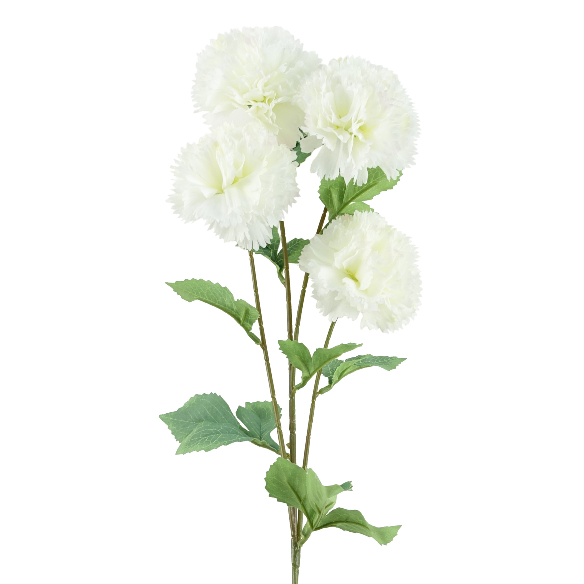 70cm White Artificial Carnation Stem 4 Flowers Leaf Artificial Plants & Trees