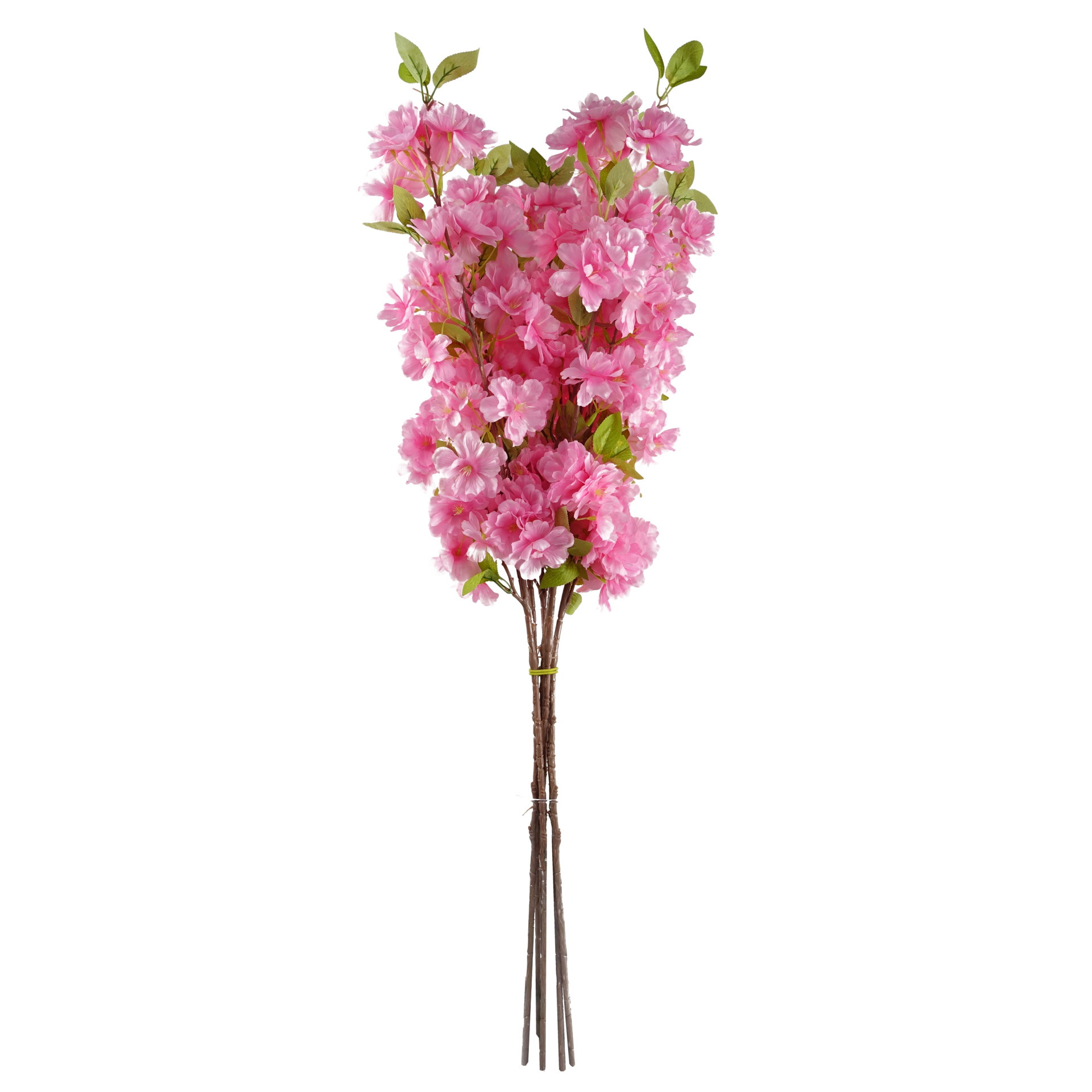 Pack of 6 x 100cm Pink Artificial Blossom Stem Leaf Artificial Plants
