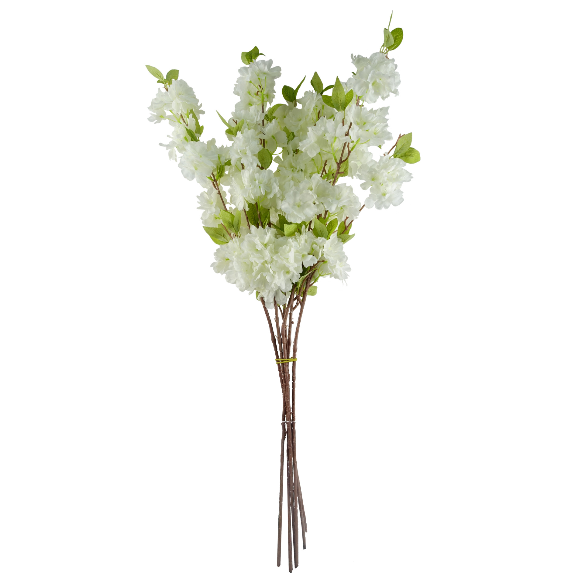 Pack of 6 x 100cm White Artificial Blossom Stem Leaf Artificial