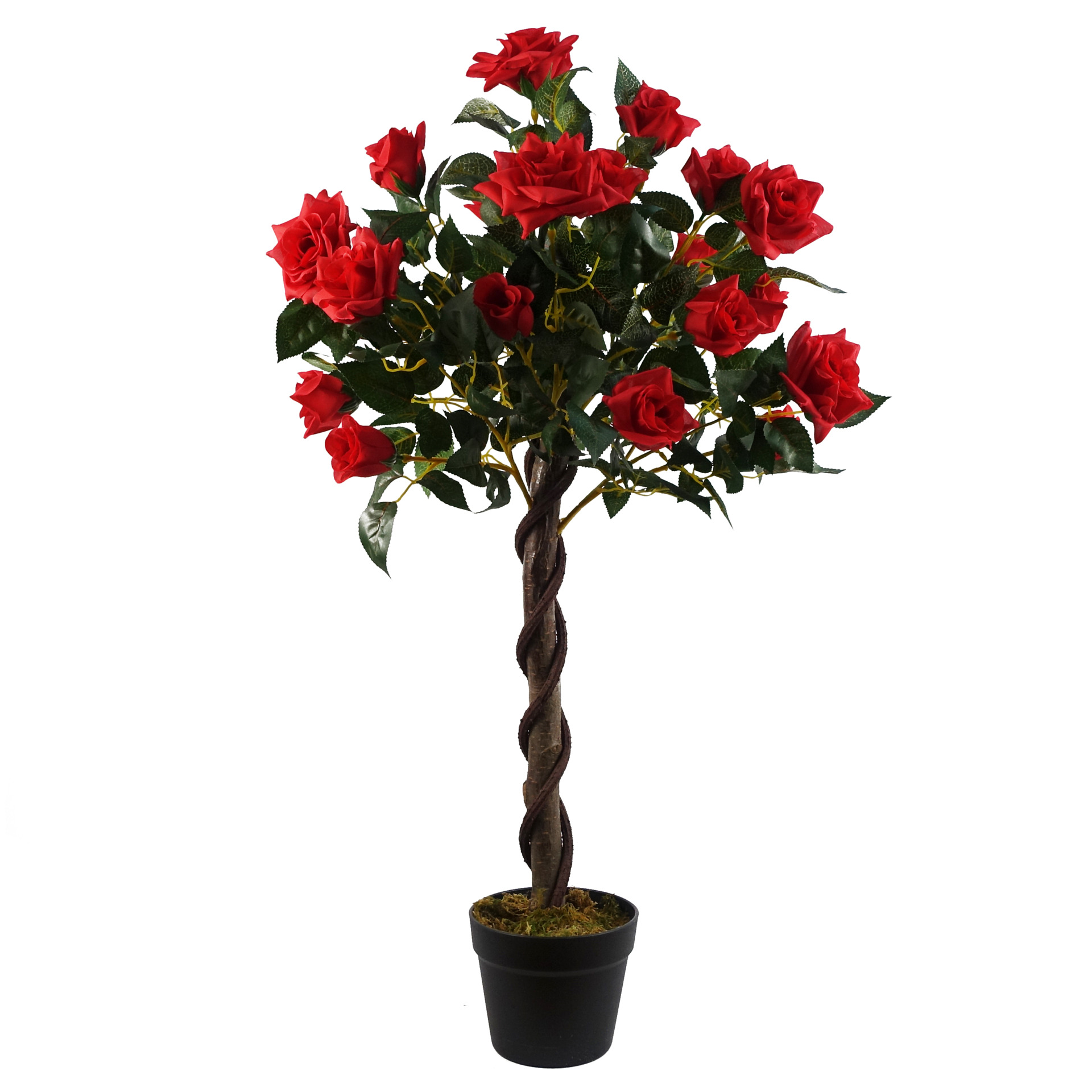90cm Artificial Red Rose Tree Wedding Twisted Vine Detail 90cm (3ft) Leaf Artificial Plants