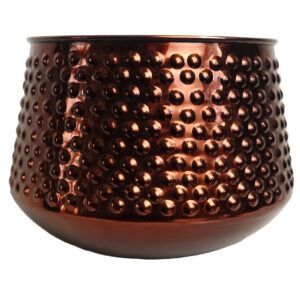 18cm Antique Copper Metal Planter by Leaf