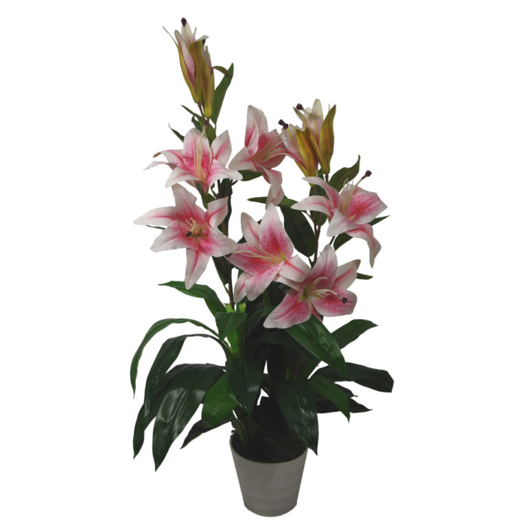90cm (3ft) Artificial Lilies Stargazer Style Lily Plant Large Flowers