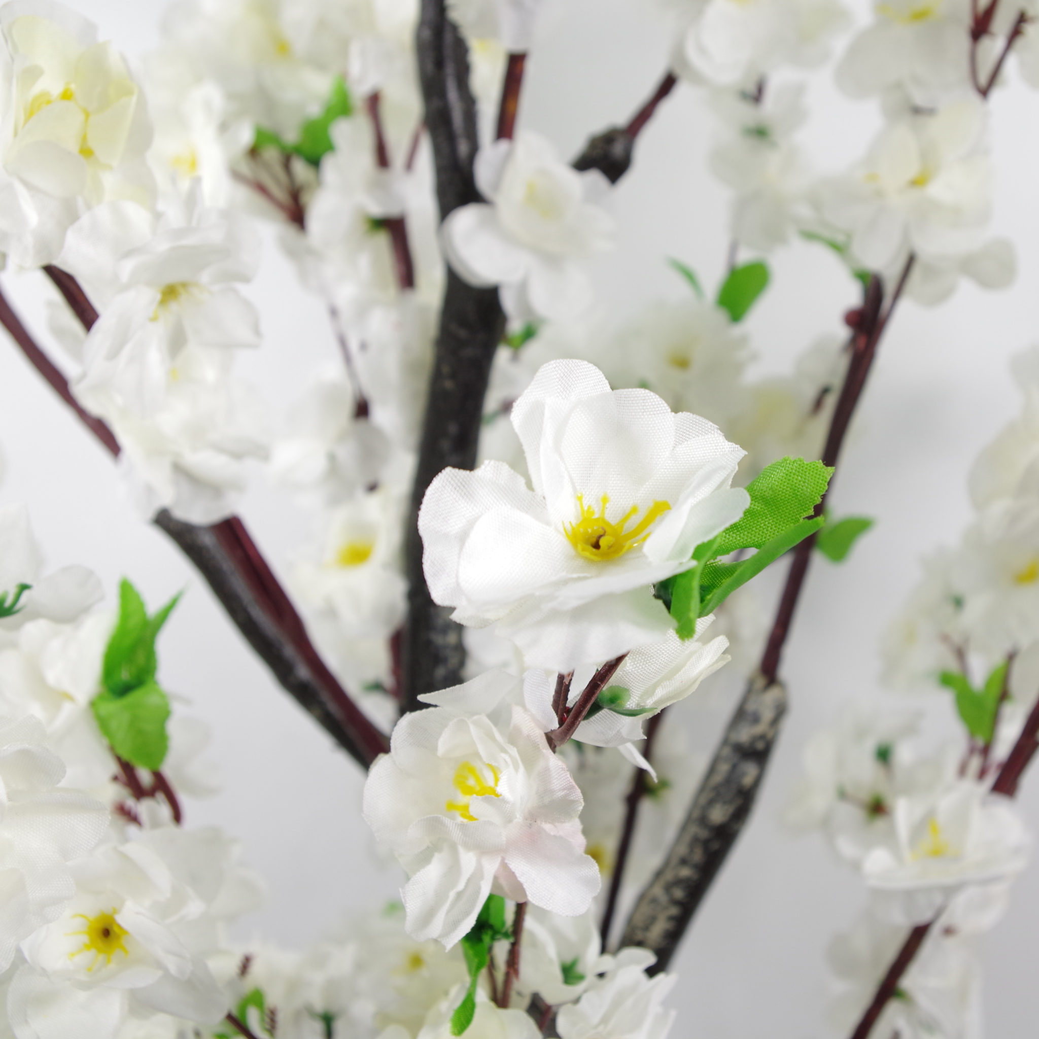 120cm Realistic Artificial Cherry Blossom Tree Potted White Silk Flowers Leaf Artificial