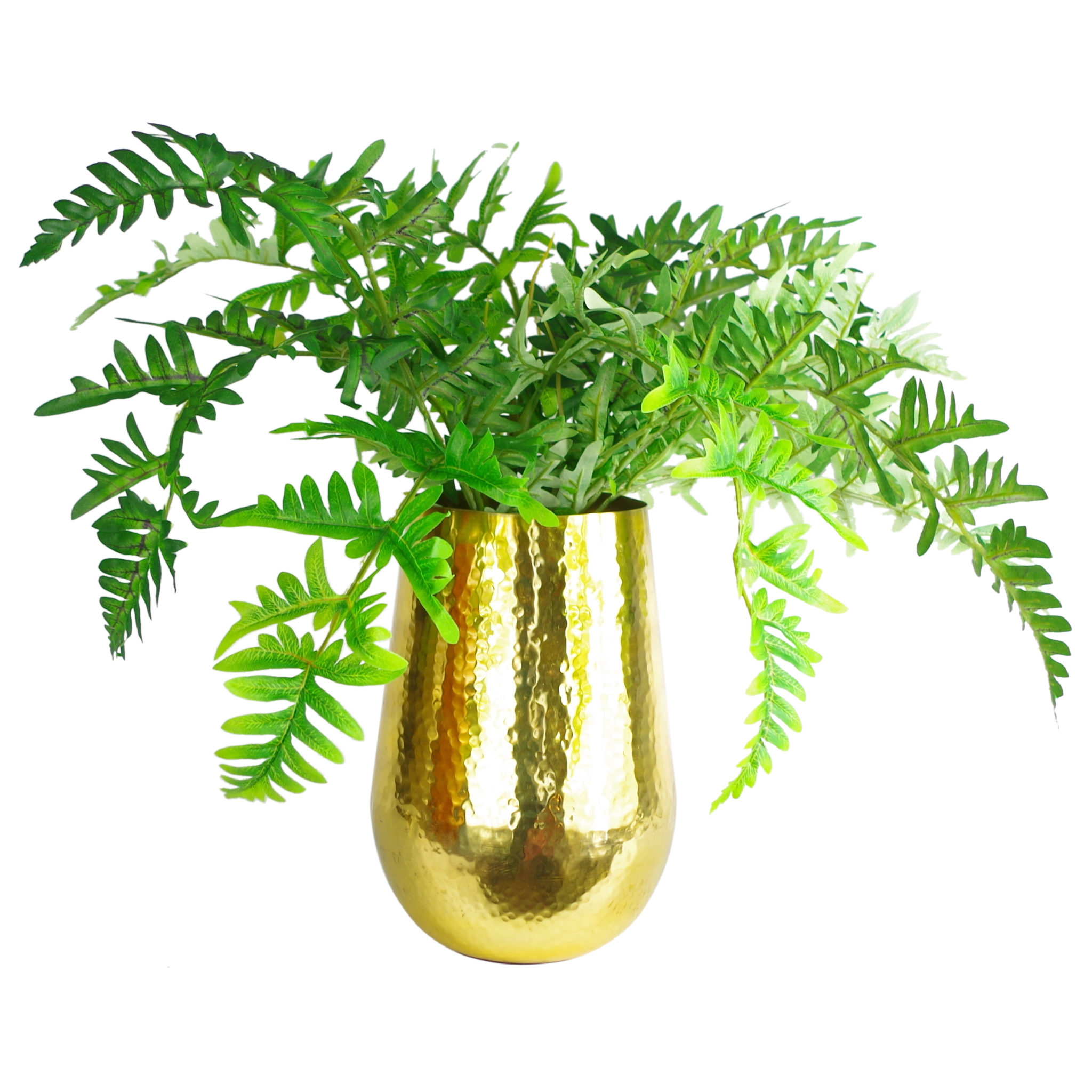 Leaf Tall Metal Gold Vase Planter Large 20 x 30cm Leaf Artificial Plants