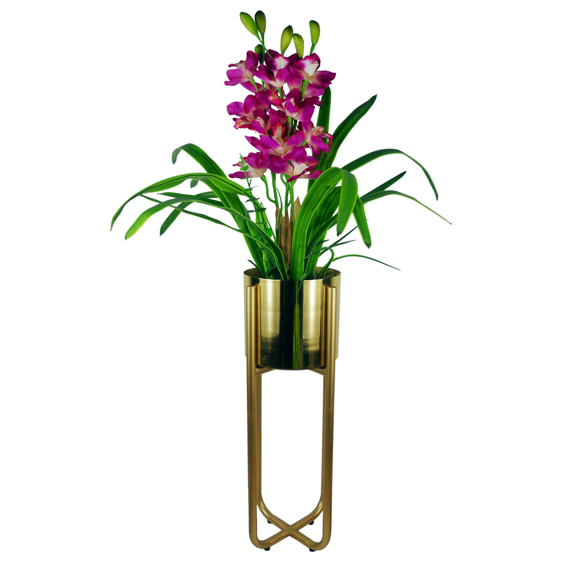 Planter not included 62cm x 18cm LEAF-7394-STAND-ONLY Large Gold Planter Stand 
