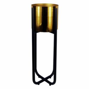 Tall Black Stand with Gold Metal Planter 62cm x 18cm