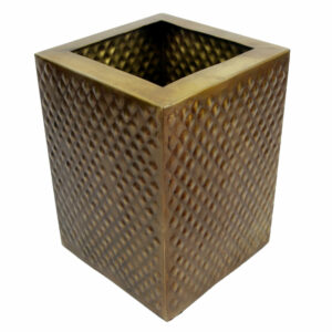Diamond Cube Metal Planter - Gold - 21cm x 15.5cm