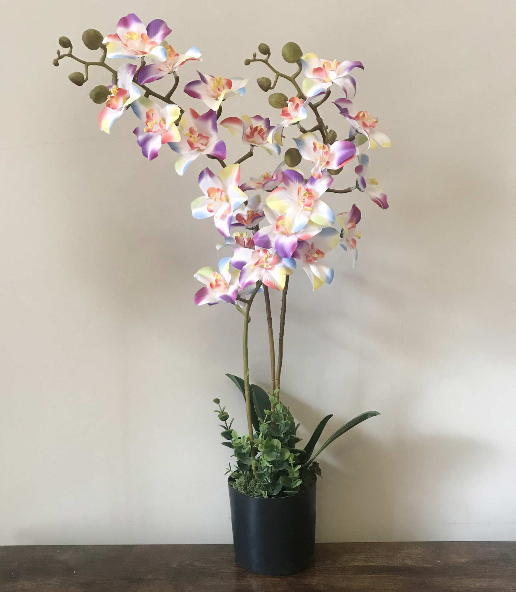 60cm Artificial Luxury Orchid Triple Stem Rainbow Limited Edition