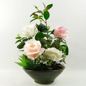 35cm Mixed Artificial Rose Bush Display