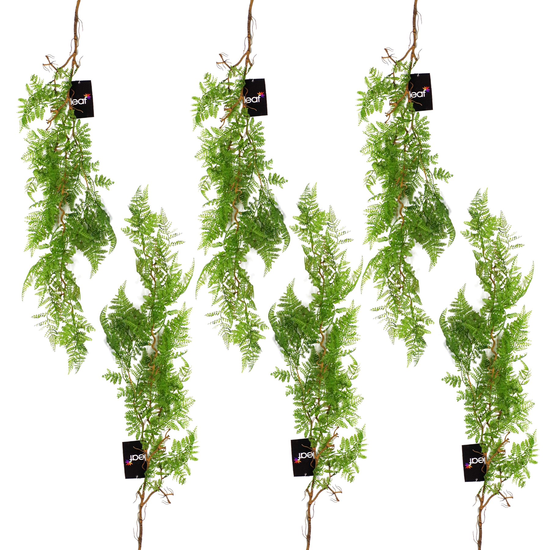 6 x 100cm Artificial Hanging Maidenhair Fern Plant Dark Green Leaf