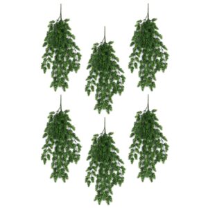 Pack of 6 x Hanging UV and Fire Resistant Artificial Clustered Fern Plant 128cm